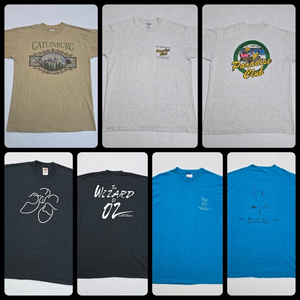 Vintage Single Stitch Graphic T-Shirt Lot of 4  Mens L(2) Mens XL(2) Made USA